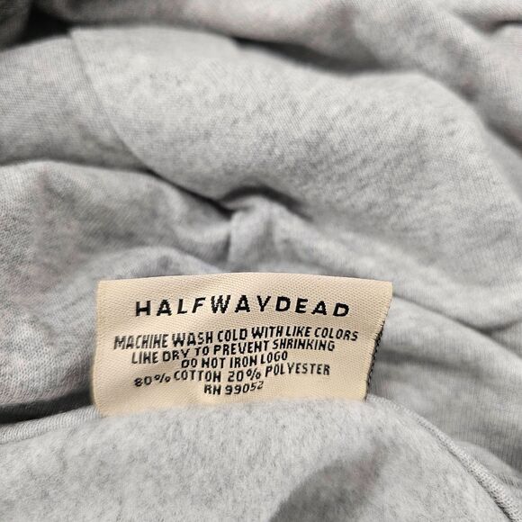 NWT Halfway Dead HWD Logo Baddie Grunge Baggy Hoodie Mens 2X Gray Yellow Graphic - Picture 6 of 7